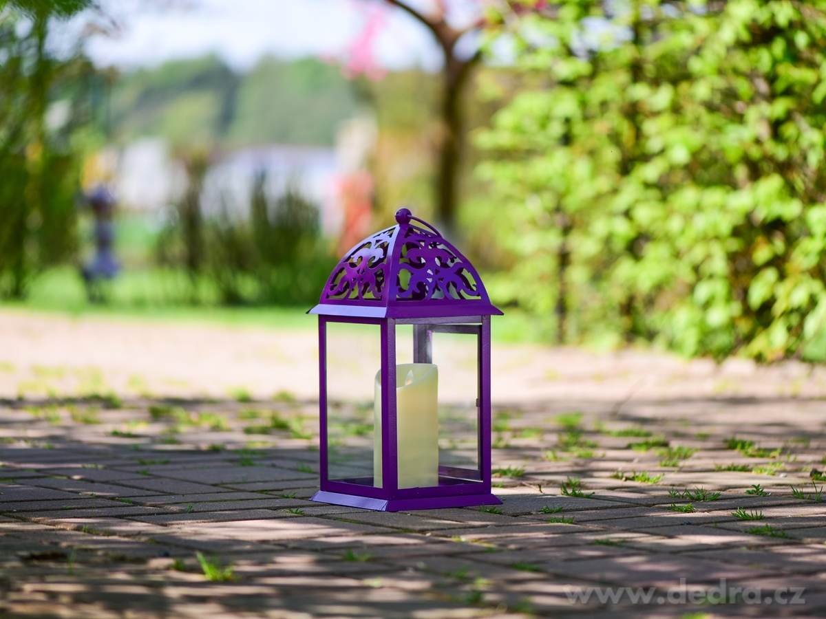 Kovová lucerna, 35 cm, fialová – náhled 2 | Grand Móda