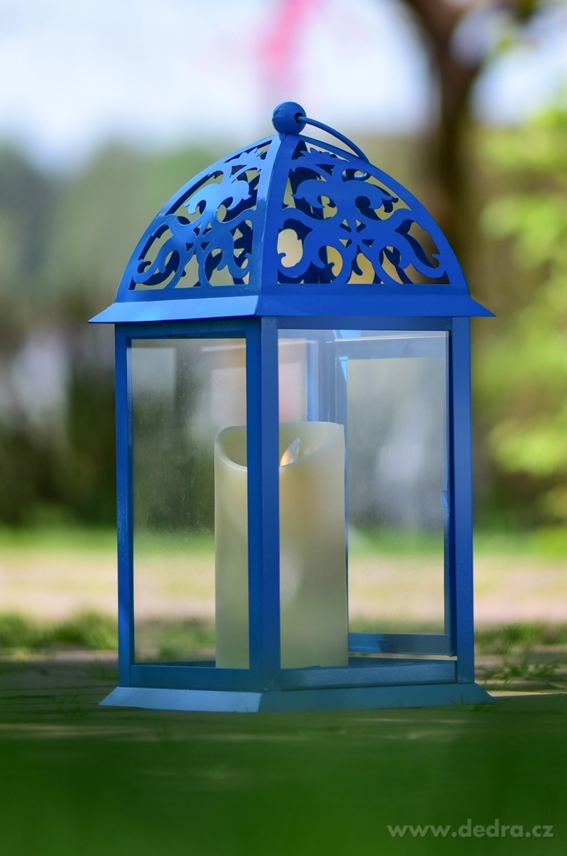 Kovová lucerna, 35 cm, modrá | Lucerny | Grand Móda