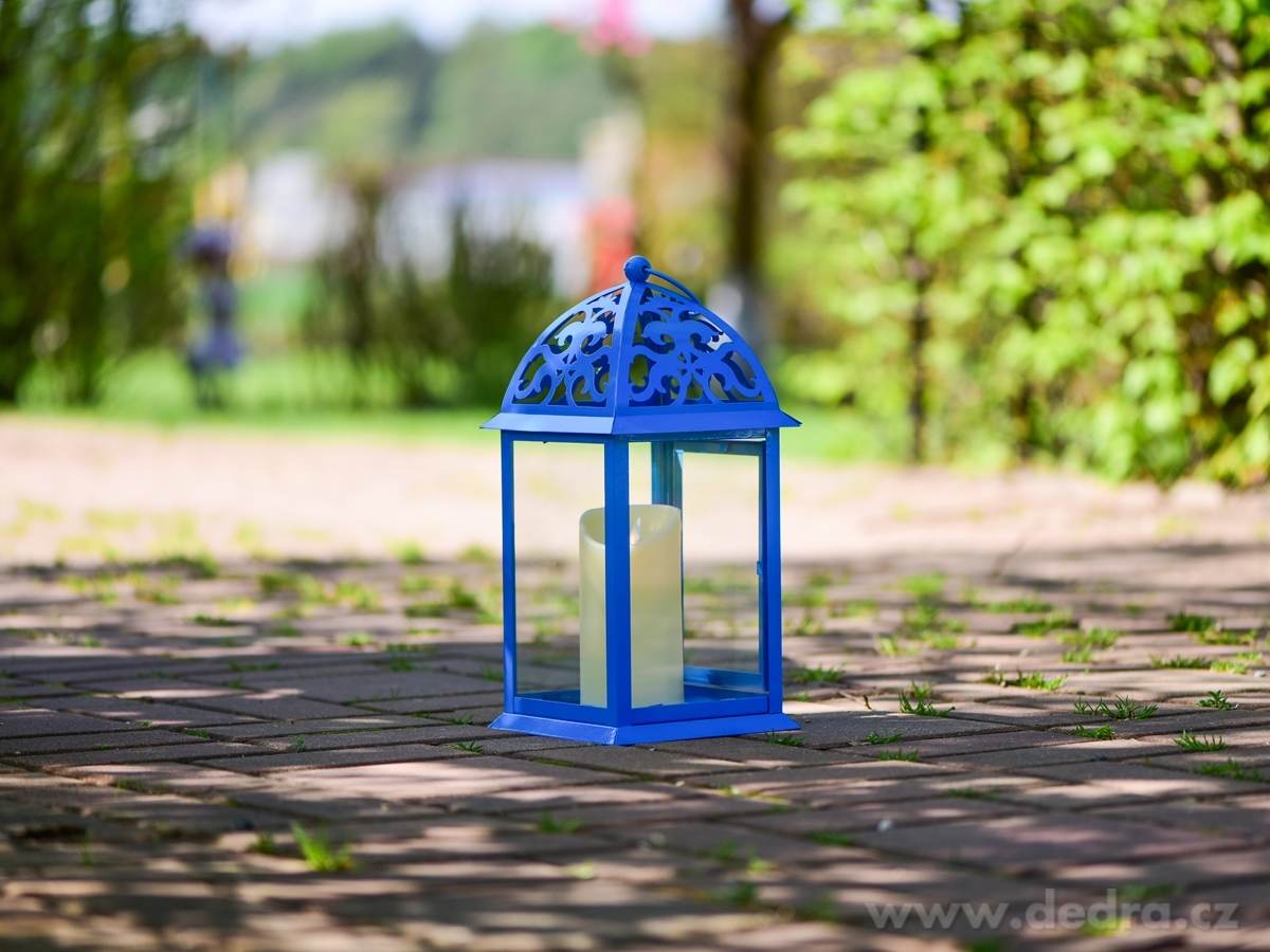 Kovová lucerna, 35 cm, modrá – náhled 2 | Grand Móda