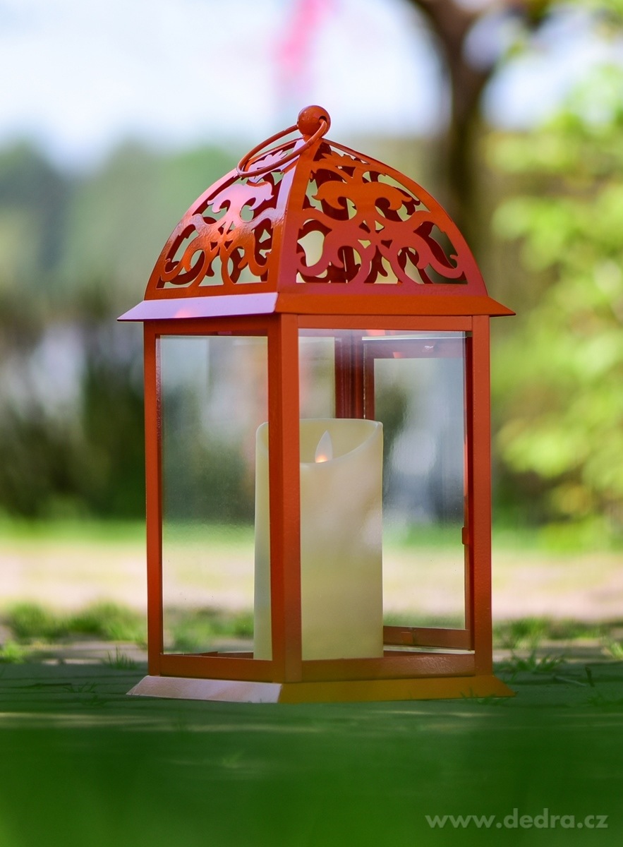 Kovová lucerna, 35 cm, jasně oranžová | Lucerny | Grand Móda