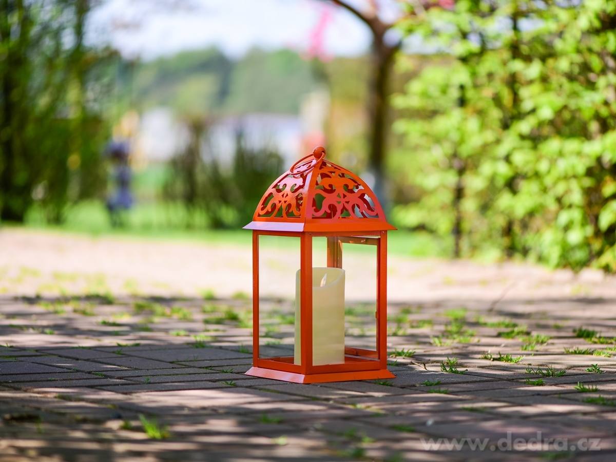 Kovová lucerna, 35 cm, jasně oranžová – náhled 4 | Grand Móda