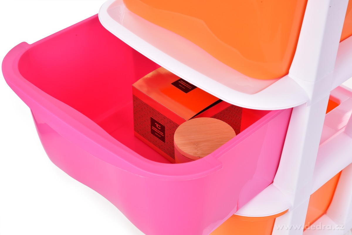 QUATRO, 4patrový regál s výsuvnými boxy a kolečky, úložný plastový organizér, multicolor, 79 cm – náhled 2 | Grand Móda