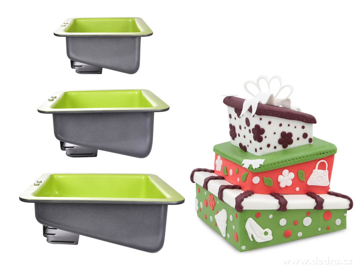 3 ks silnostěnné čtvercové šikmé formy na korpusy, CRAZY DORT BIOPAN, | Biopan pánve a formy | Grand Móda