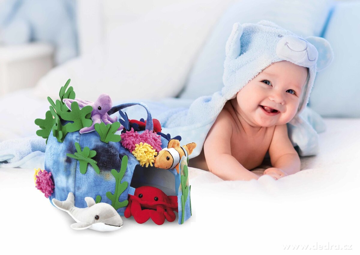 OCEAN FRIENDS, plyšový korálový útes + 5 mořských zvířátek, 36 cm, se zipem & uchem – náhled 3 | Grand Móda