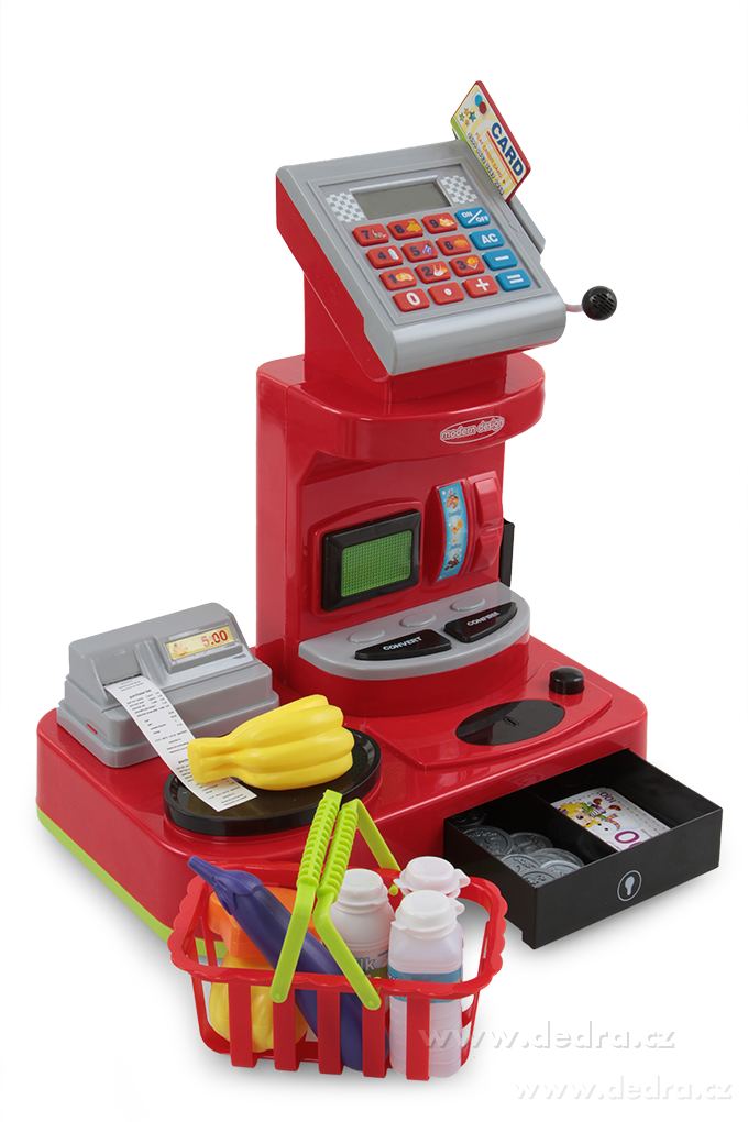33 cm velká dětská pokladna na baterie, s elektronickou čtečkou a příslušenstvím | Zvukové a pohyblivé ­čÄÁ | Grand Móda