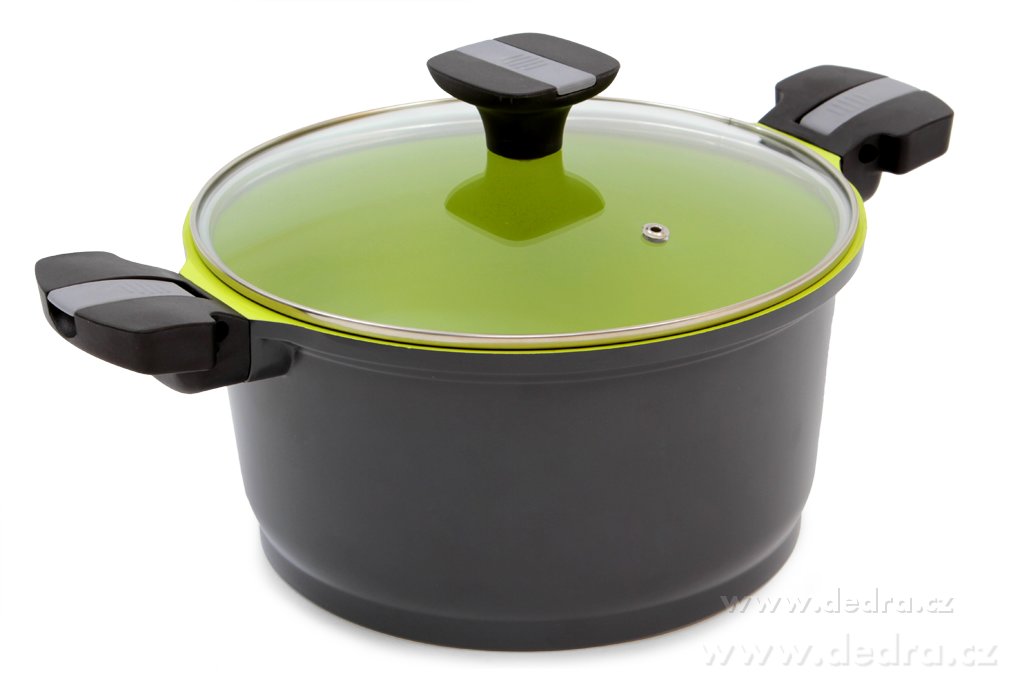 BIOPAN silnostěnný hrnec, 5 litrů, nepřilnavý, se skleněnou poklicí Ø 24 cm, odnímatelné rukojeti | Biopan pánve a formy | Grand Móda
