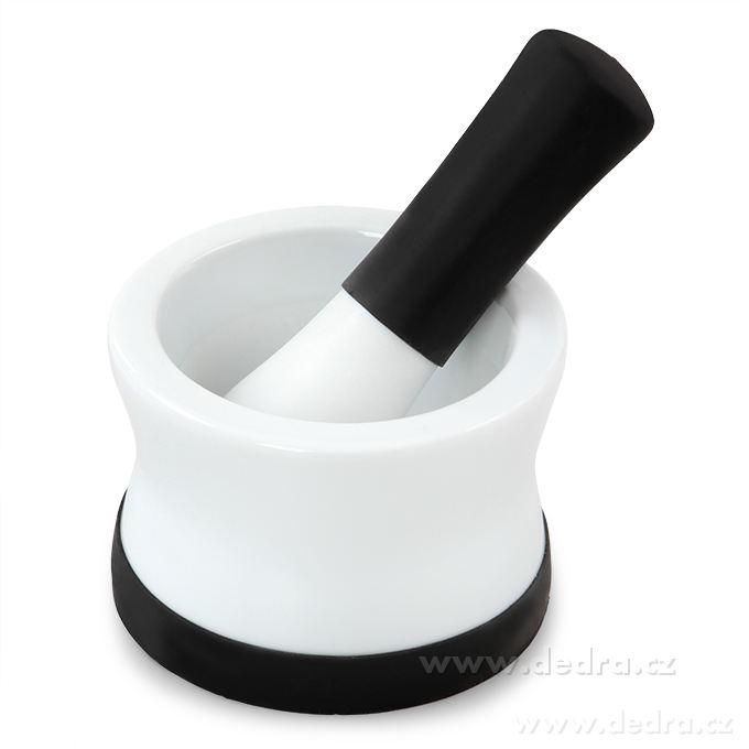 Porcelánový hmoždíř na bylinky a koření se silikonovou základnou – náhled 2 | Grand Móda