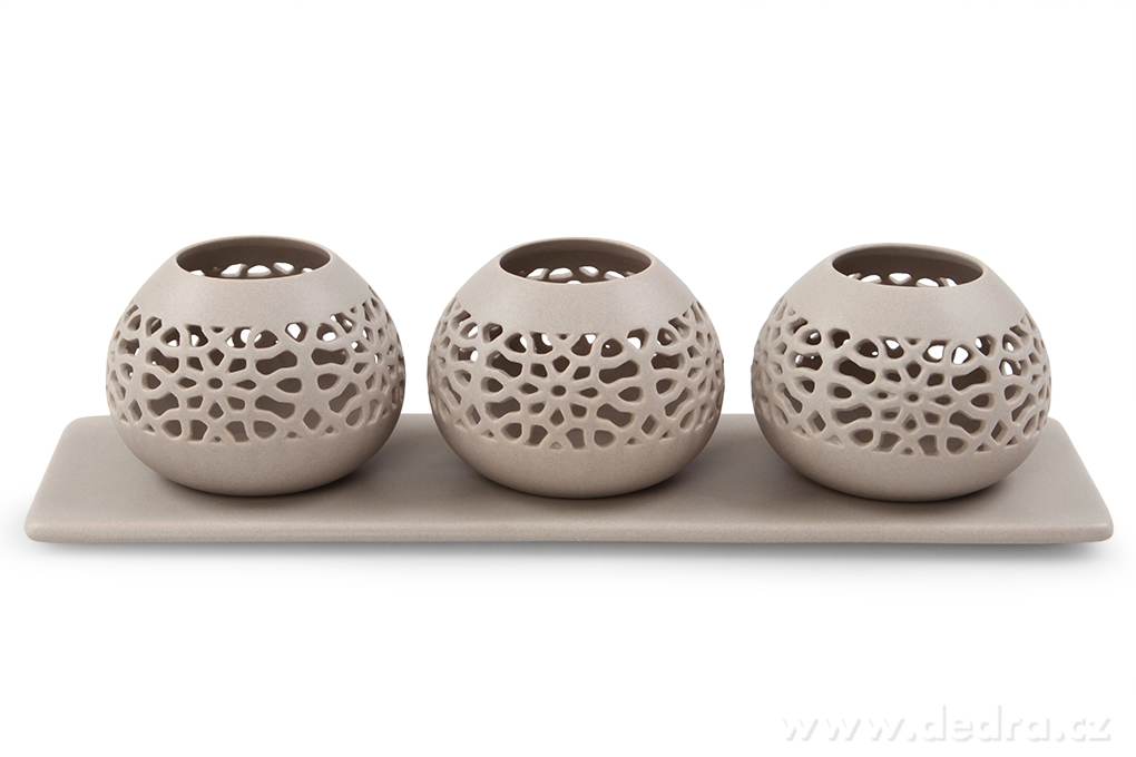 3 svícny na podnosu BALI CERAMICS – náhled 2 | Grand Móda