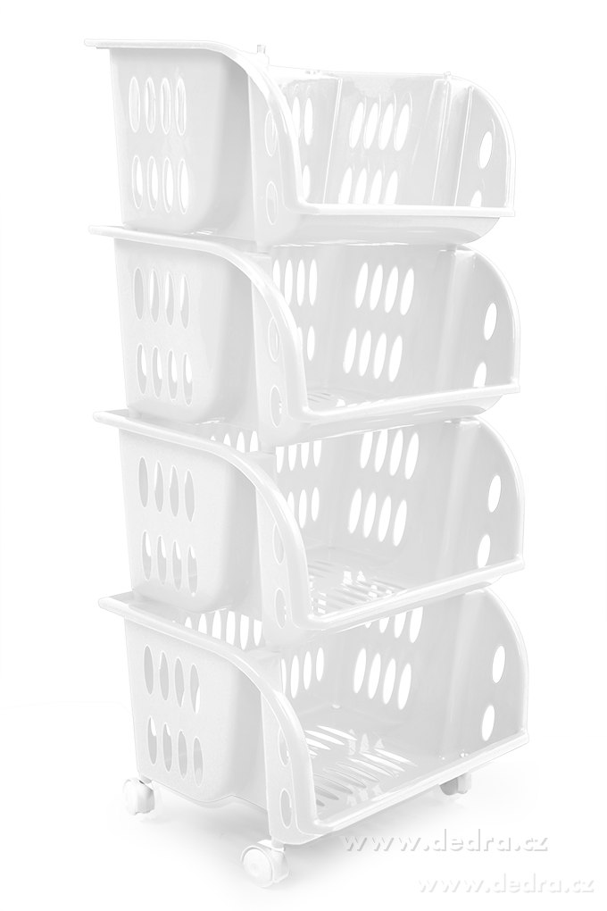 4 patrový plastový, regál na kolečkách | Vychytávky do koupelny | Grand Móda