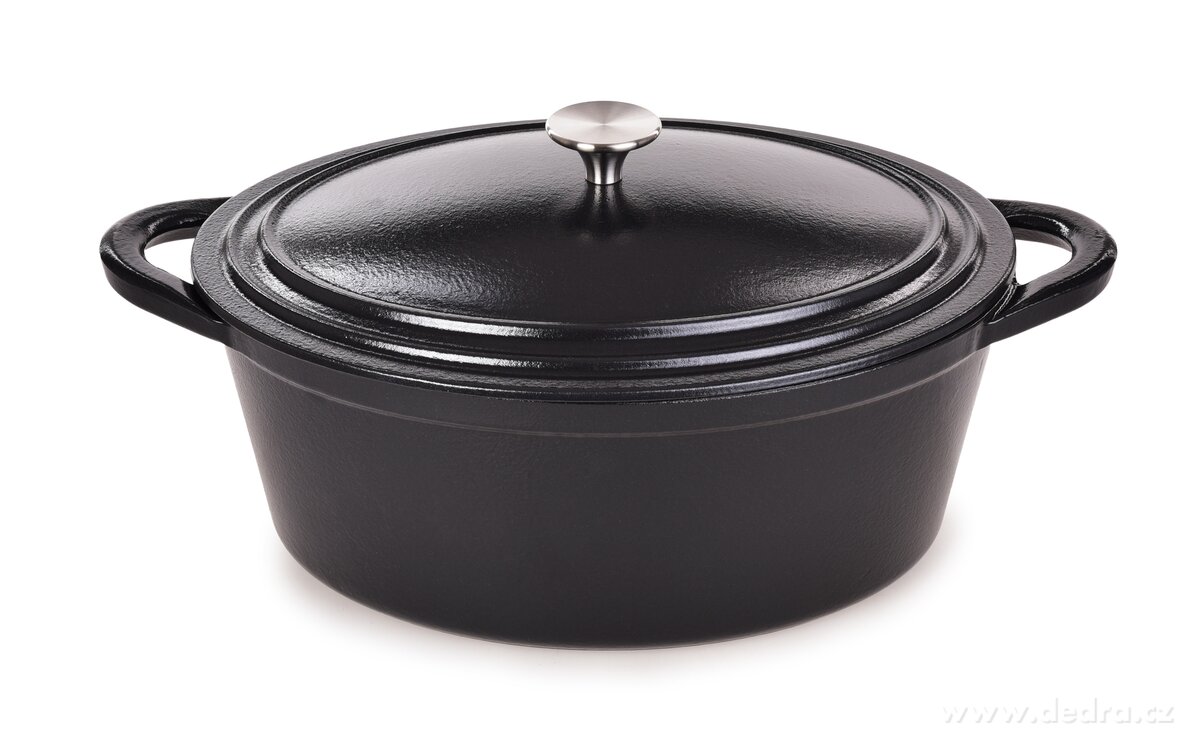 MASSIVE, litinový pekáč se samopodlévací poklicí, RÔTISSOIRE, 7 L, černý