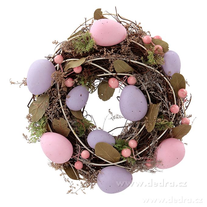 Dekorativní věnec, s fial.a růž.vajíčky | Keramika a kvďtináče | Grand Móda