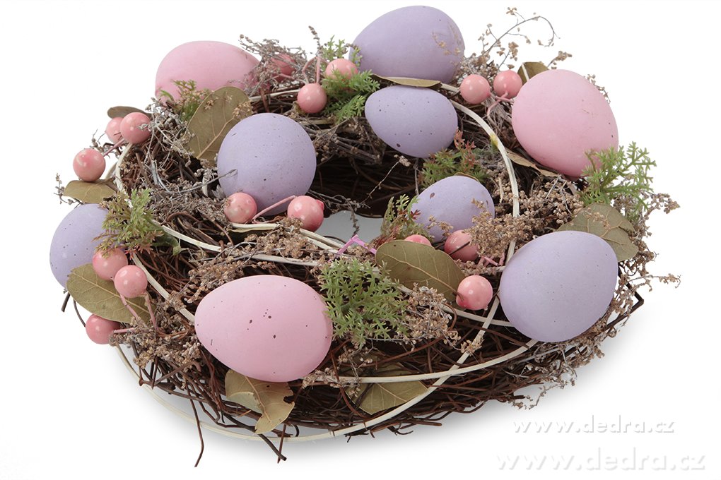Dekorativní věnec, s fial.a růž.vajíčky – náhled 2 | Grand Móda