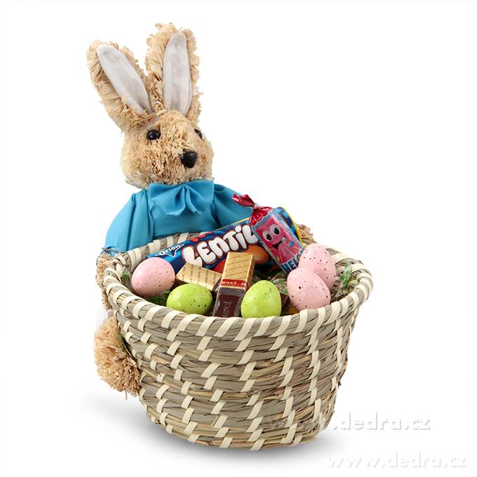 27 cm velká ošatka, s postavičkou zajíce z přírodní slámy | VŻprodej | Grand Móda