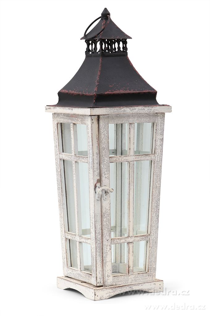 Lucerna dřevo a kov, se skleněn.výplněmi | Lucerny | Grand Móda