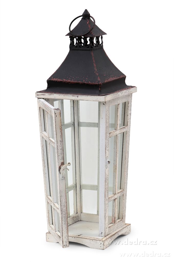 Lucerna dřevo a kov, se skleněn.výplněmi – náhled 2 | Grand Móda