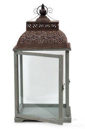 Lucerna 66 cm, dřevo a kov, se skleněn.výplněmi – náhled 6 | Grand Móda