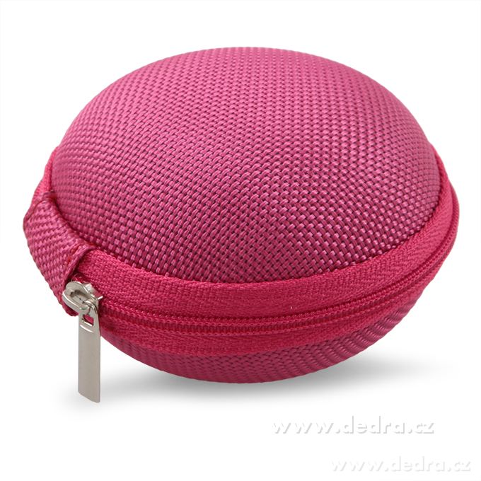 FC TRAVELLER, cestovní pouzdro na sluchátka & nabíječku, pevné skořepinové pouzdro Ø 8 cm, fuchsiové – náhled 2 | Grand Móda