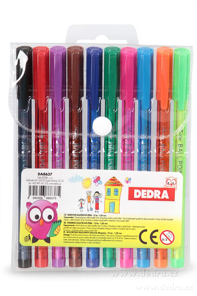 ART, 10 ks barevná kuličková pera, trojhranný tvar, pro pohodlné psaní v 10 barvách | Pomůcky prodejce ÔŁĄ´ŞĆ | Grand Móda