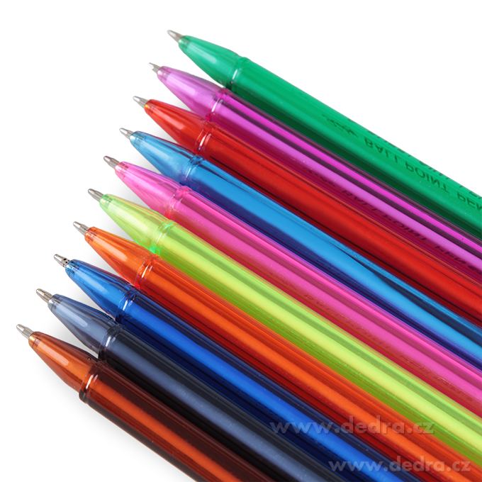 ART, 10 ks barevná kuličková pera, trojhranný tvar, pro pohodlné psaní v 10 barvách – náhled 3 | Grand Móda