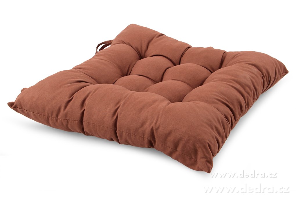 COMFORT, prošívaný sedák na židle & křesla, měkký sedák s vázáním, hnědý, 35 × 35 cm | Grilování | Grand Móda