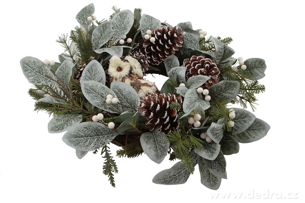 50 cm velký věnec na dveře, se slámovou sovou a opulentní přízdobou – náhled 2 | Grand Móda