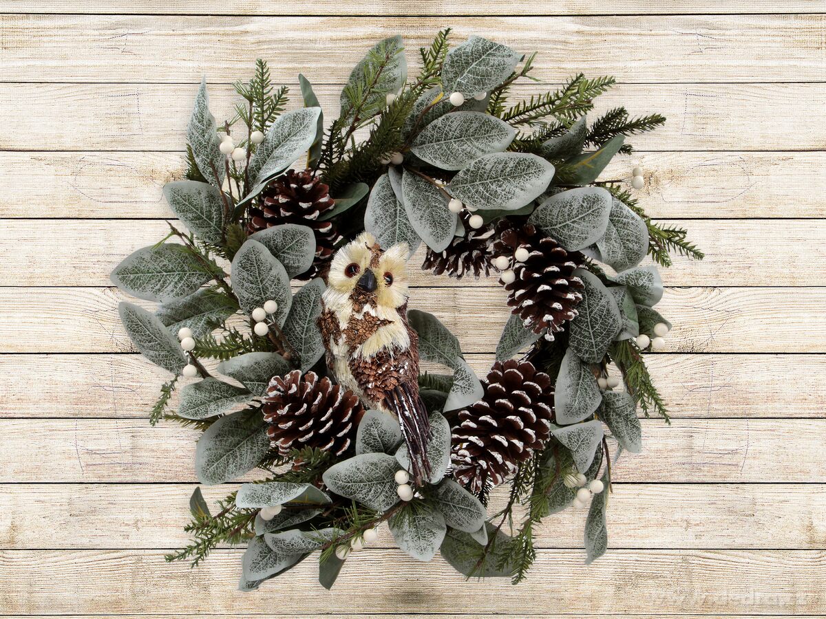 50 cm velký věnec na dveře, se slámovou sovou a opulentní přízdobou – náhled 3 | Grand Móda