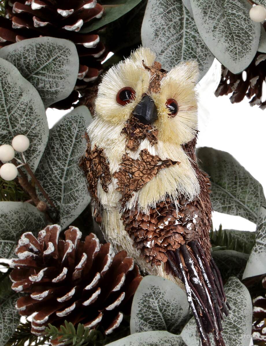 50 cm velký věnec na dveře, se slámovou sovou a opulentní přízdobou – náhled 5 | Grand Móda