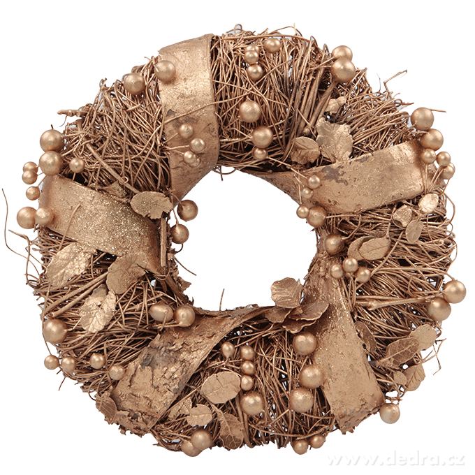 23 cm zlatý proutěný věnec | Ateliérové kvďtiny a spol. | Grand Móda