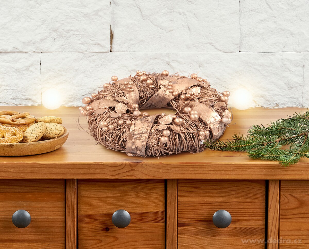 23 cm zlatý proutěný věnec – náhled 3 | Grand Móda