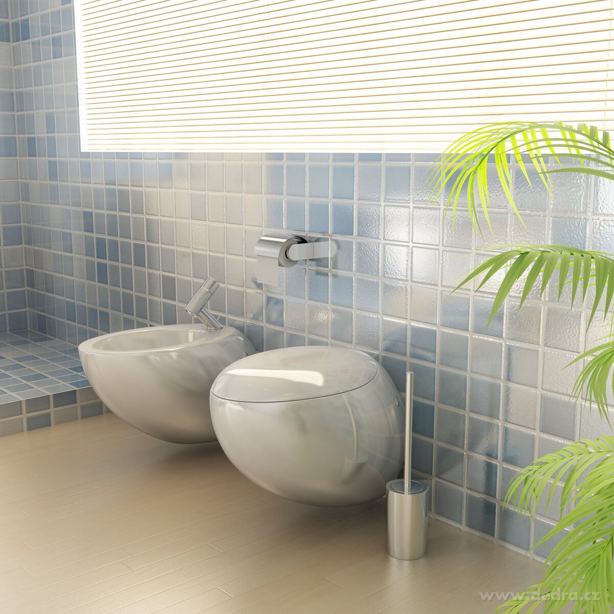 PRAKTIK, Volně stojící WC štětka s nádobou, odolný plast, zelená, 38 cm – náhled 3 | Grand Móda