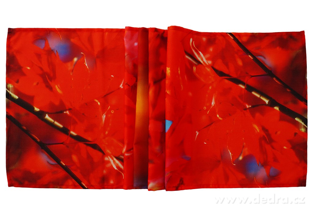 Běhoun na stůl, červené listí – náhled 4 | Grand Móda