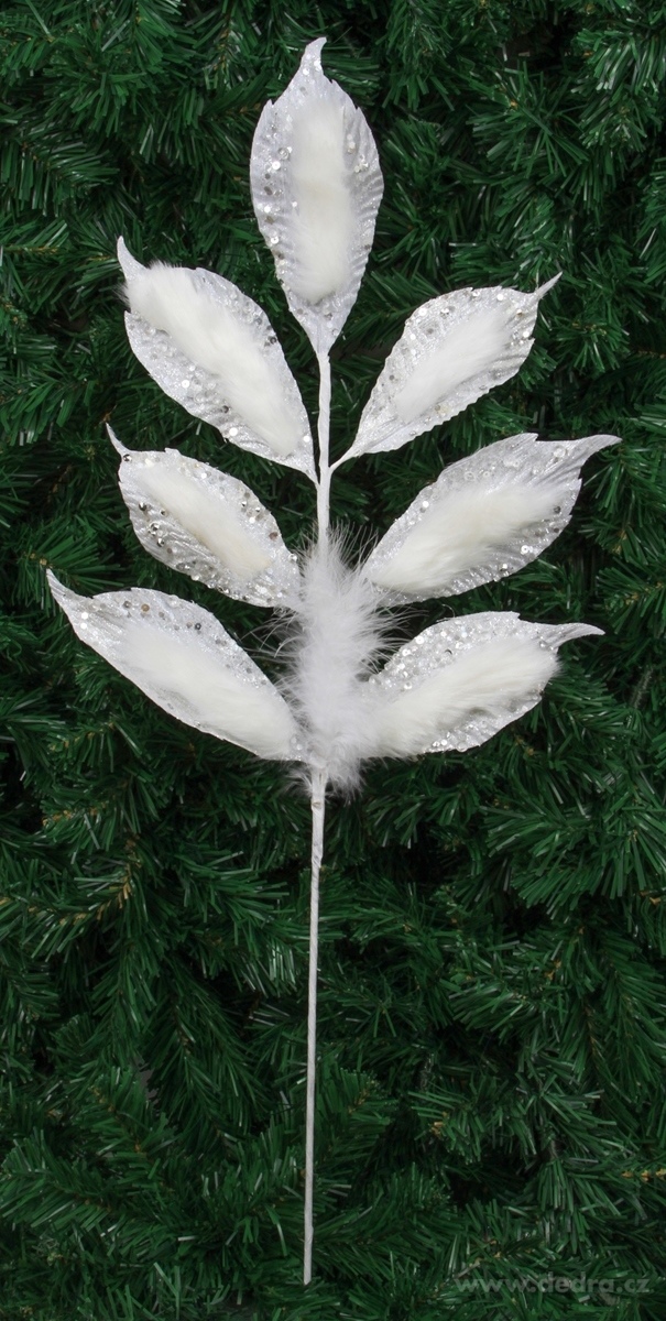 74 cm vysoká sněhobílá ratolest zdobená pírky a flitry | Ateliérové kvďtiny a spol. | Grand Móda