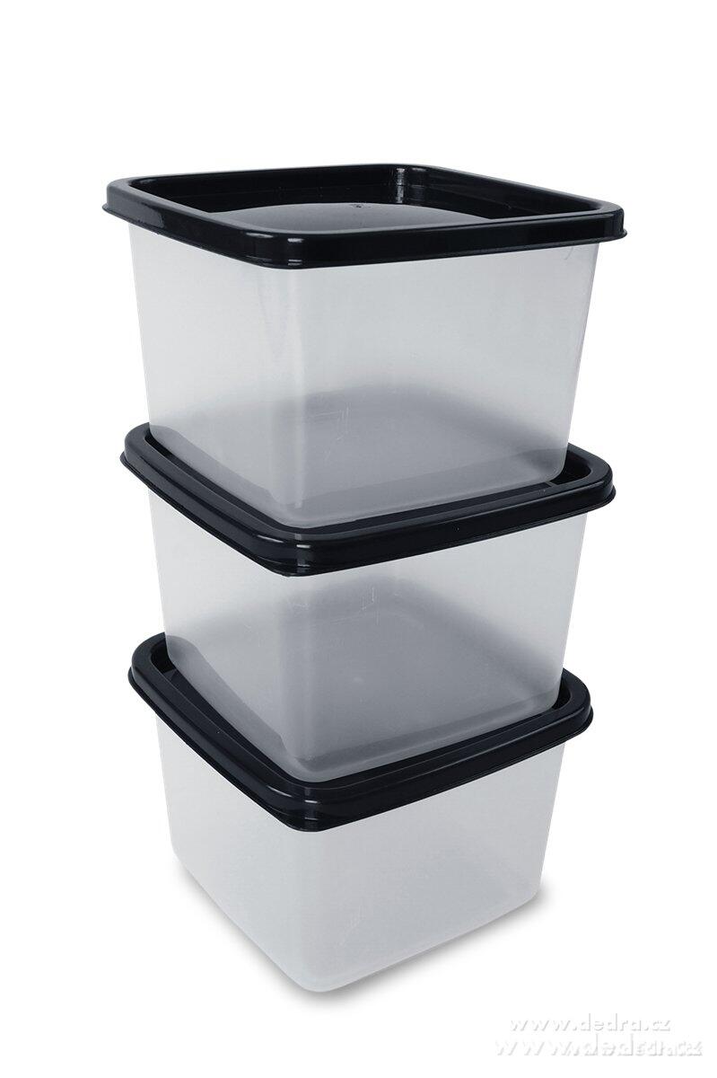 3 ks box černý z odolného plastu, 570 ml | Skladování potravin ­čŹ▒ | Grand Móda