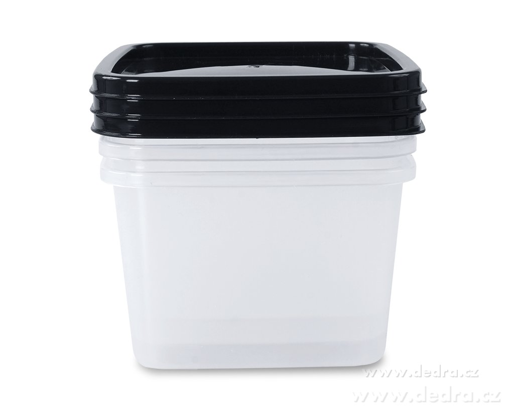 3 ks box černý z odolného plastu, 570 ml – náhled 2 | Grand Móda