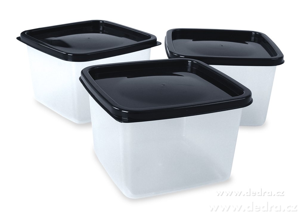 3 ks box černý z odolného plastu, 570 ml – náhled 3 | Grand Móda