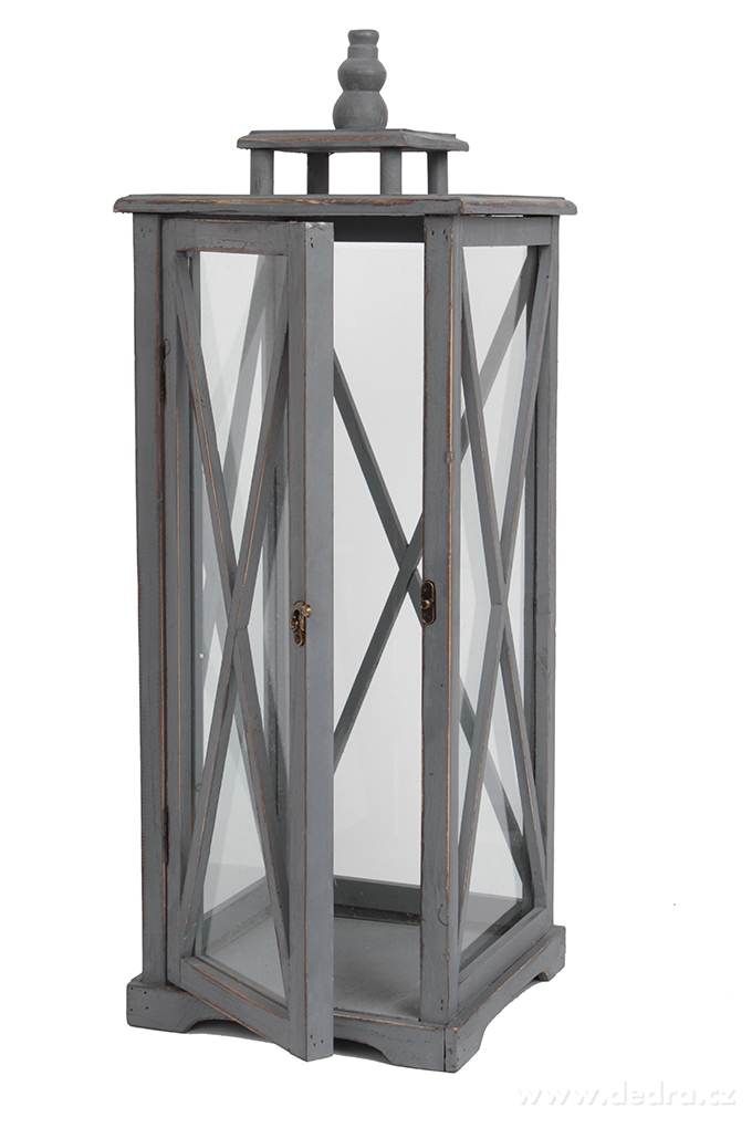 Dřevěná lucerna, šedá, výška 45 cm – náhled 2 | Grand Móda