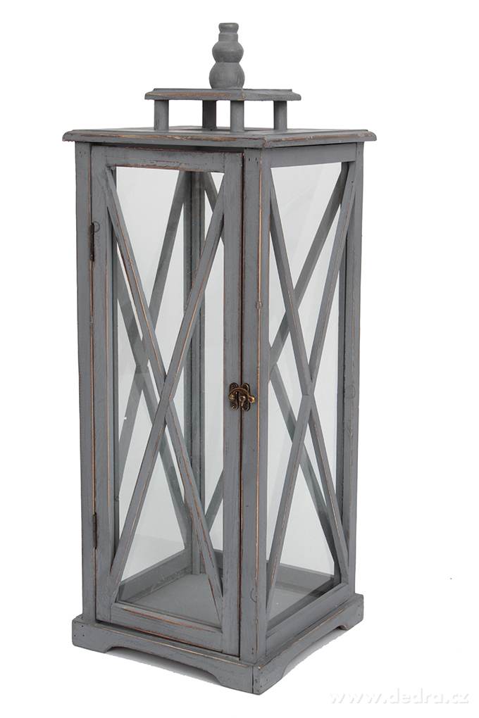 Dřevěná lucerna, šedá, výška 66 cm | Lucerny | Grand Móda