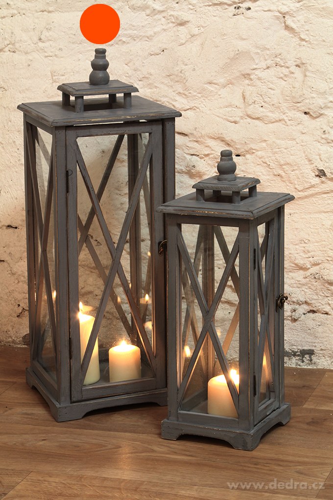 Dřevěná lucerna, šedá, výška 66 cm – náhled 3 | Grand Móda