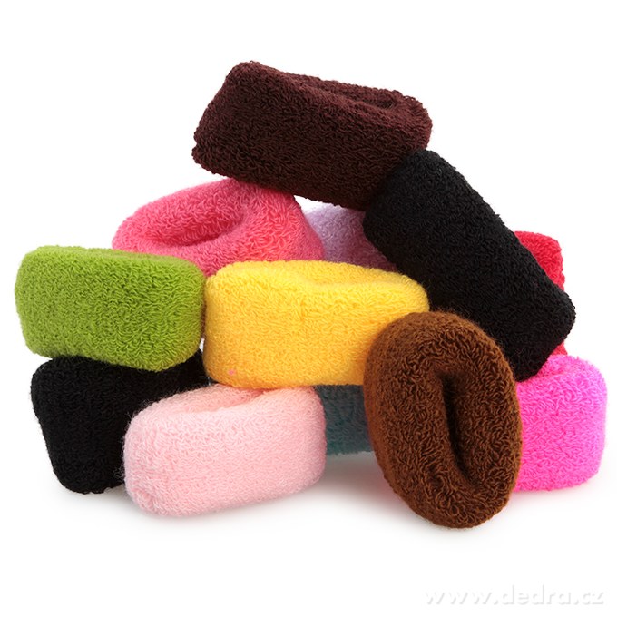 BEAUTY, 12 ks XL silné froté gumičky do vlasů, extra široké, mix barev | Péče o vlasy | Grand Móda