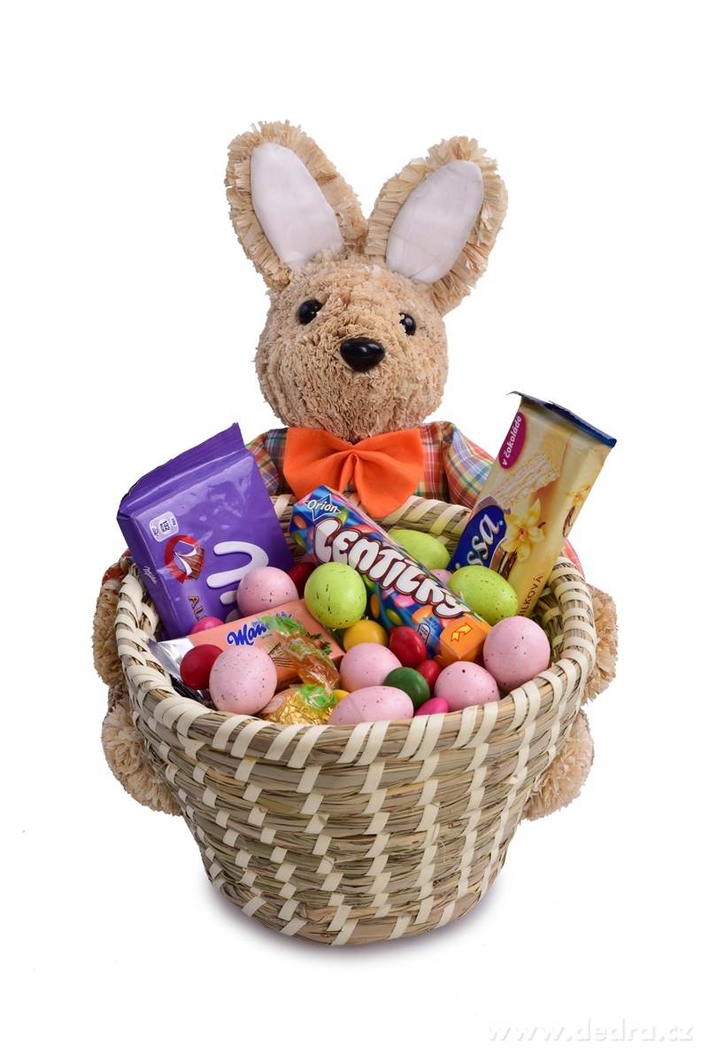 26 cm ošatka s postavičkou zajíce, z přírodní slámy | VŻprodej | Grand Móda