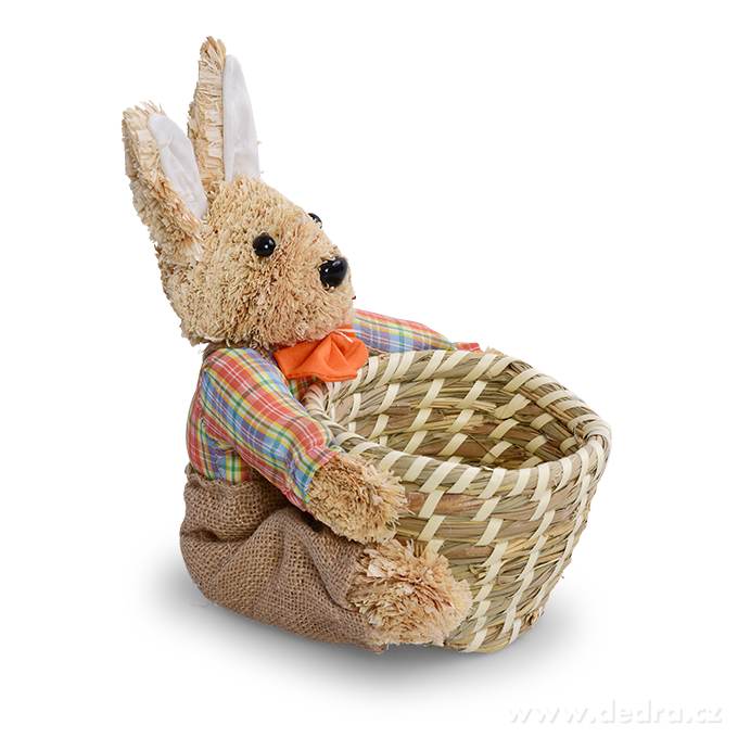 26 cm ošatka s postavičkou zajíce, z přírodní slámy – náhled 4 | Grand Móda