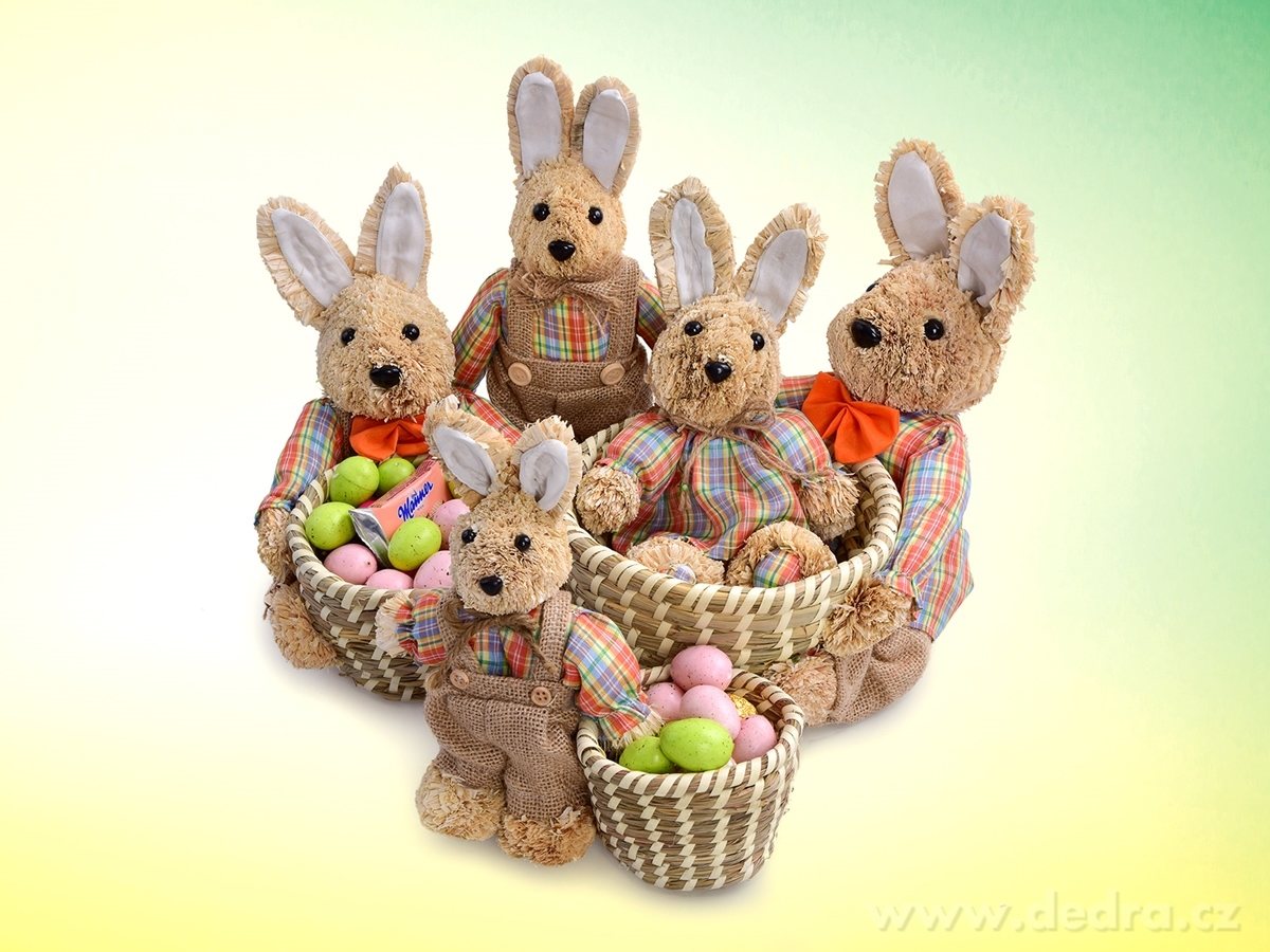 24 cm zajíc z přírodní slámy, sedící dekorace – náhled 4 | Grand Móda