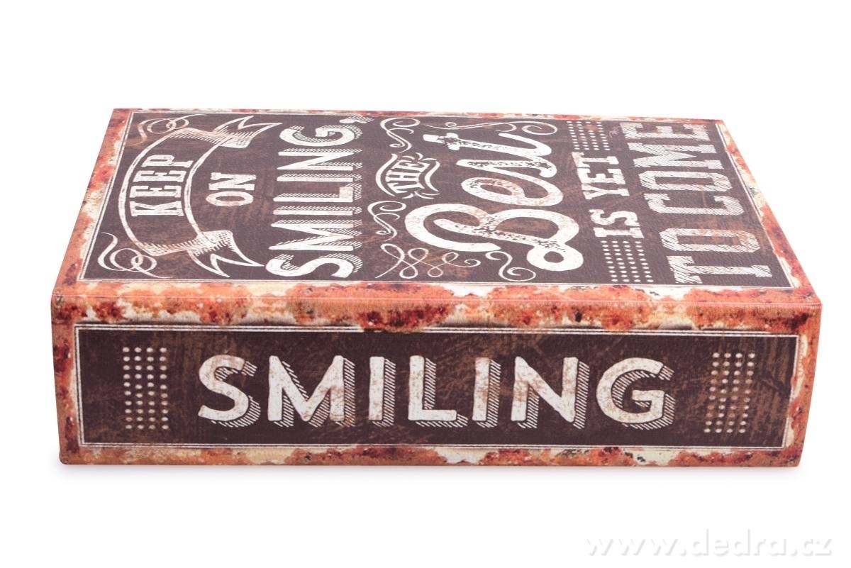 Dekorativní kniha/kazeta, SMILING, dřevěná – náhled 2 | Grand Móda