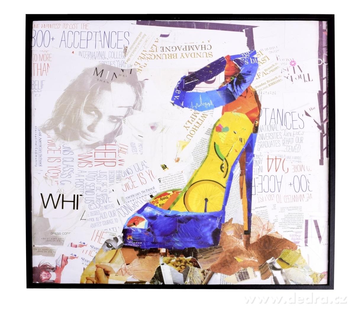 Kolážový obraz HIGH HEELS, modrý střevíc