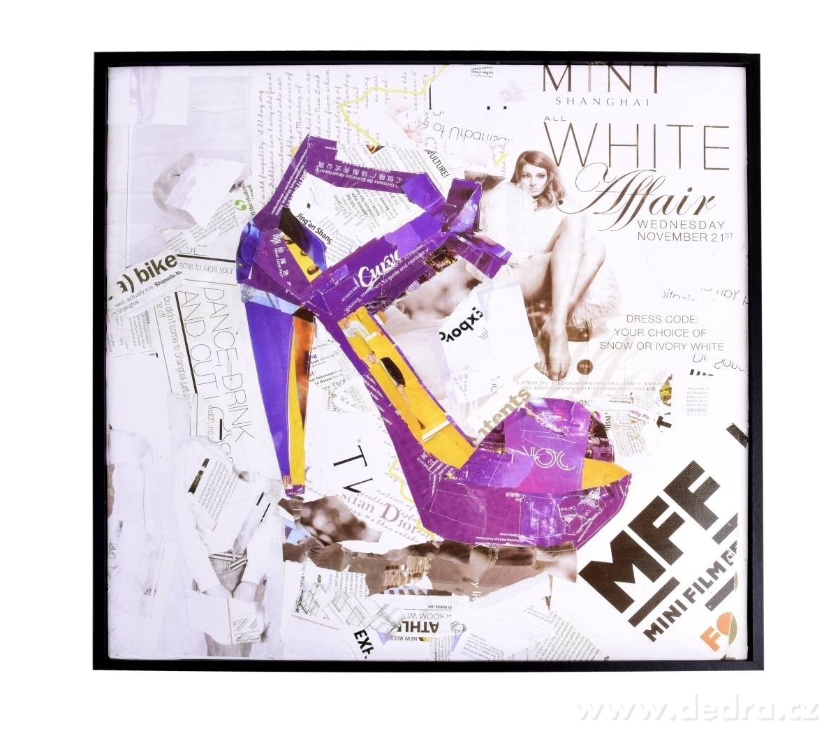 Kolážový obraz HIGH HEELS, 51 x 51 cm