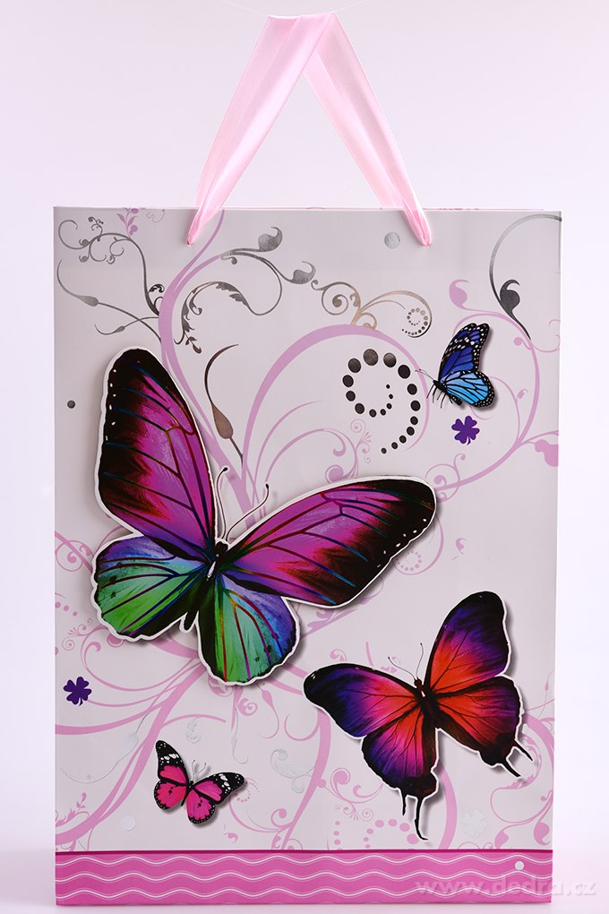 3D dárková taška, motýli, vel. XL – náhled 2 | Grand Móda