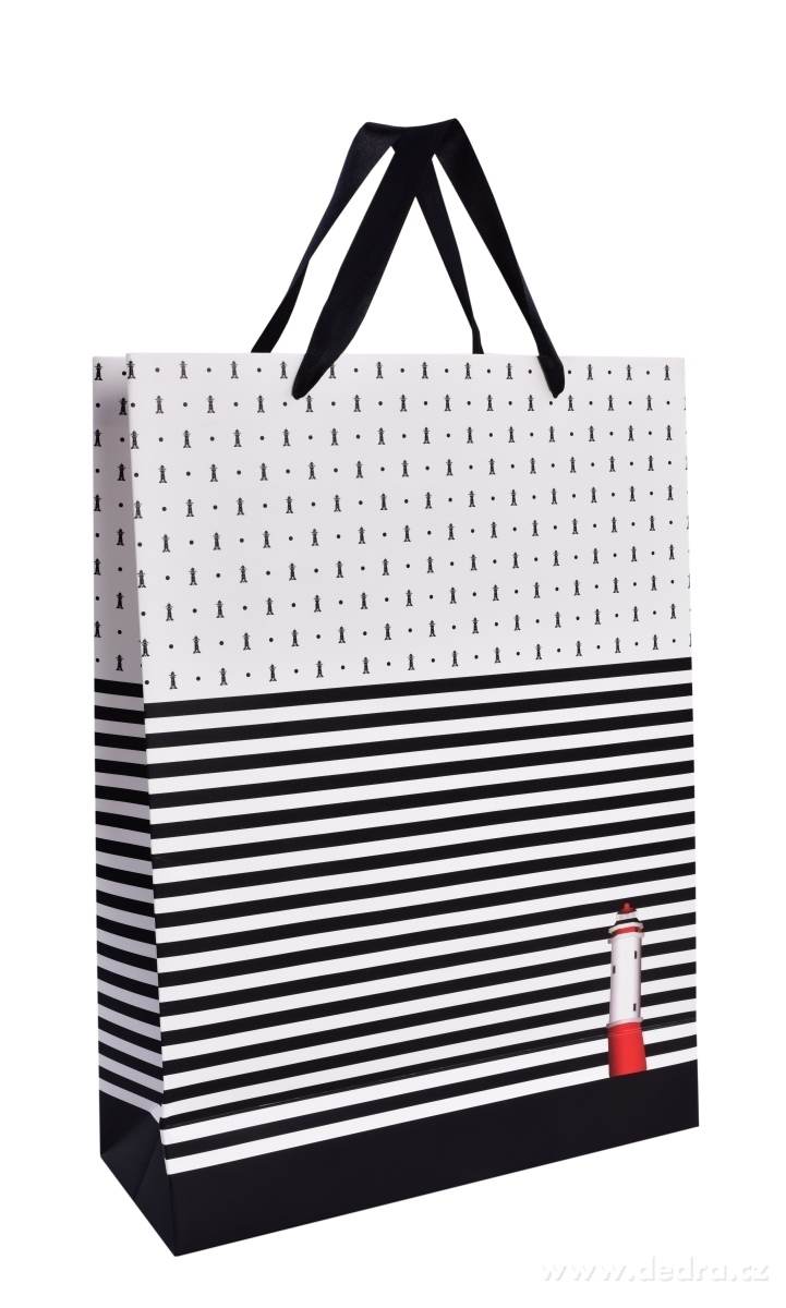 Dárková taška s černými pruhy a majákem | Kreativní tvorba ­čÄĘ | Grand Móda