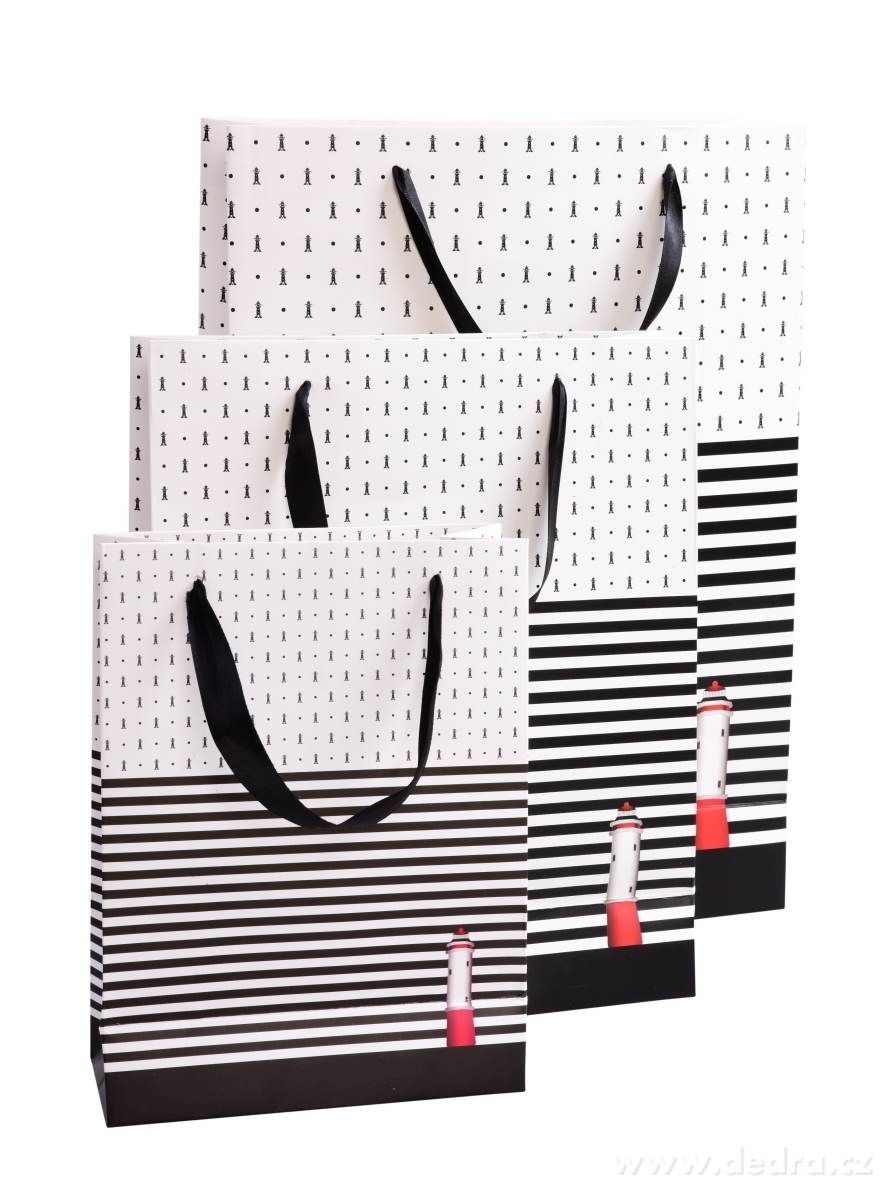 Dárková taška s černými pruhy a majákem – náhled 4 | Grand Móda