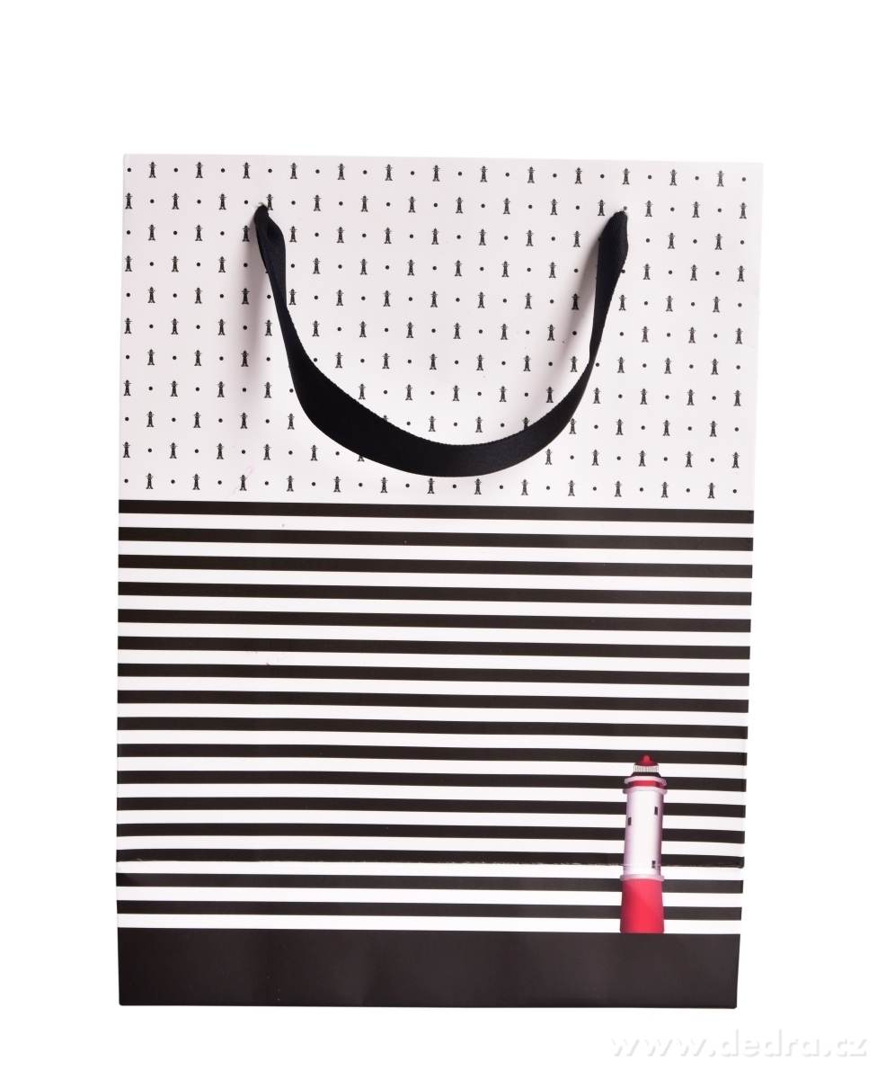 Dárková taška, černé pruhy/ maják – náhled 2 | Grand Móda