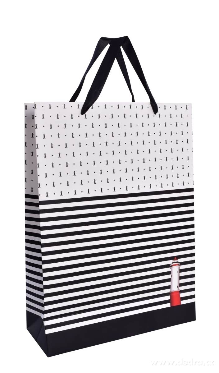 Dárková taška s černými pruhy a majákem | Kreativní tvorba ­čÄĘ | Grand Móda